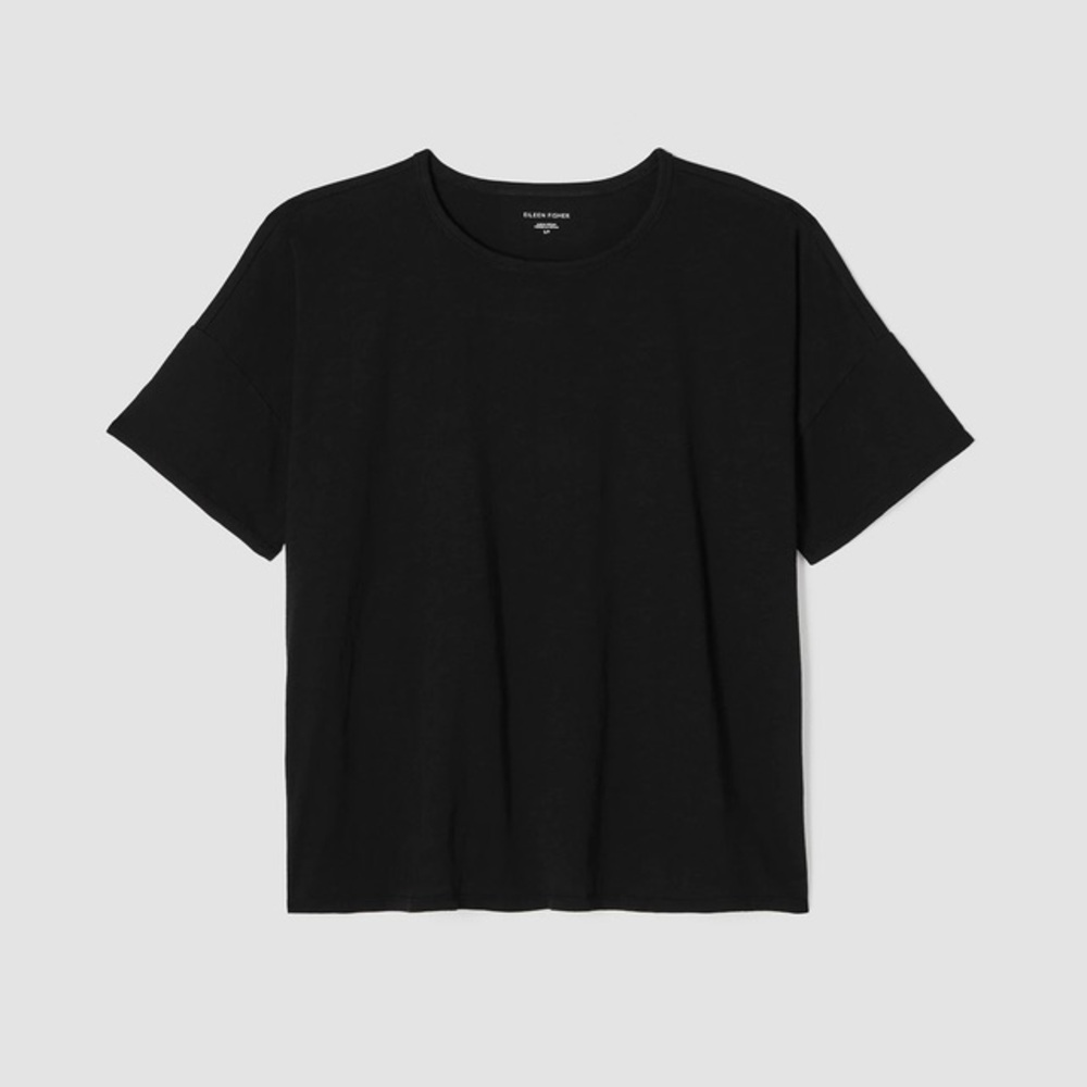Eileen Fisher oversized organic cotton crew neck slub tee size small